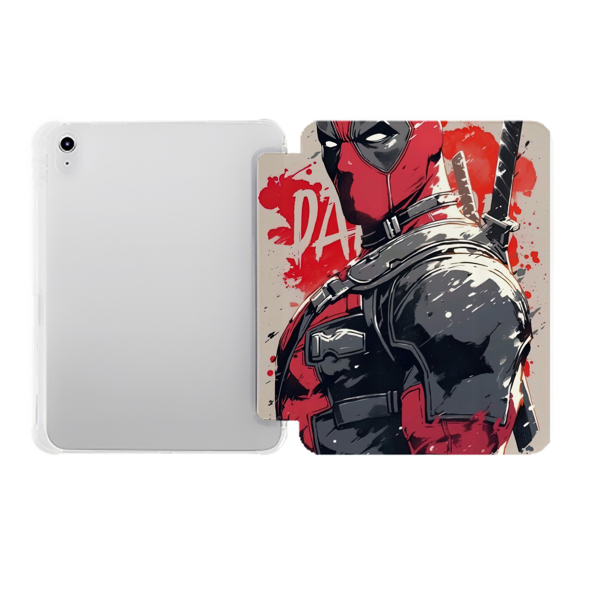 （画像用） Deadpool デッドプール IPad ケース ペン収納付き 三つ折りスタンド PUレザー×シリコン 対応機種9.5/10.5/10.9インチ